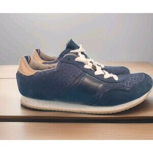 Tommy Hilfiger Sneaker 8.5 Womens Blue Monogram Lace Up Ankle Flat Shoe TWMADDIE